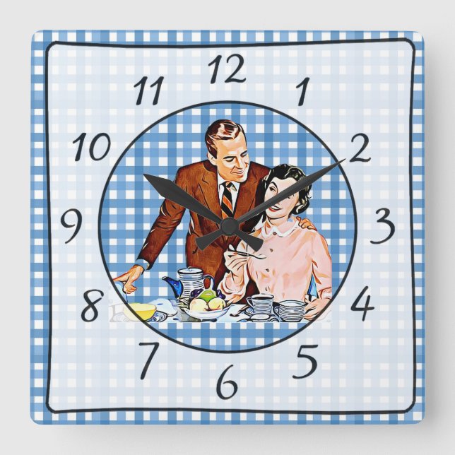 Nostalgic Vintage Retro Couple Kitchen Clock (Front)