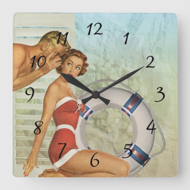 Nostalgic Vintage Retro Couple Kitchen Clock (Front)