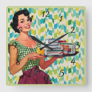 Nostalgic Vintage Retro Lady Kitchen Clock