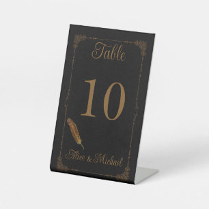 Nostalgic Vintage Romantic Wedding Table Number Pedestal Sign