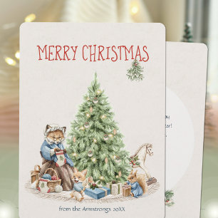 Nostalgic Watercolor Animal Christmas Card