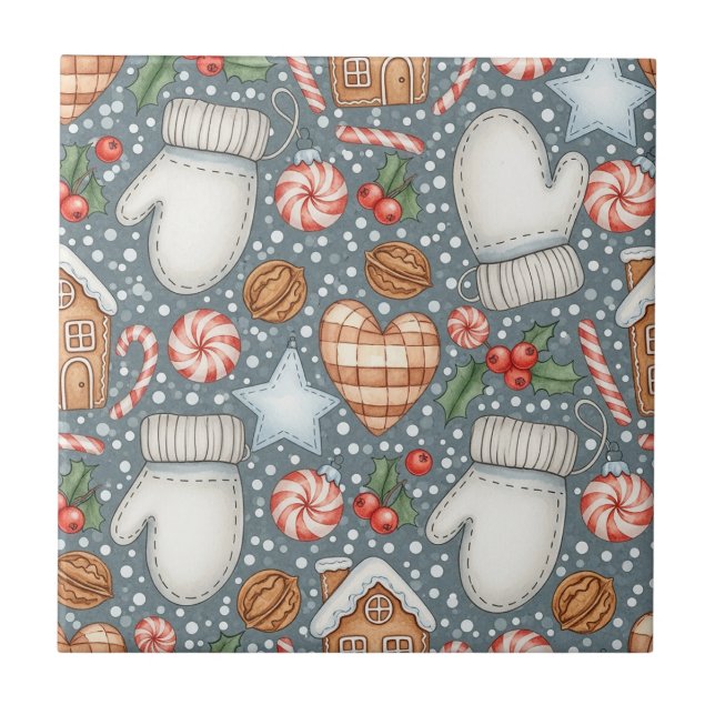 Nostalgic Watercolor Christmas with Winter Treats Tile (Front)