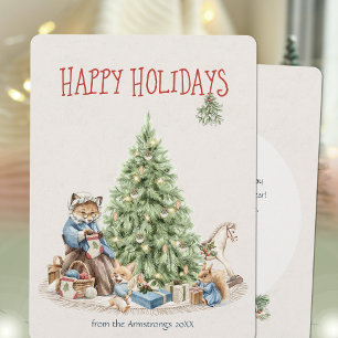 Nostalgic Woodland Animals Christmas Holiday Card