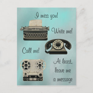 Nostalgic Write me Call Me Postcard