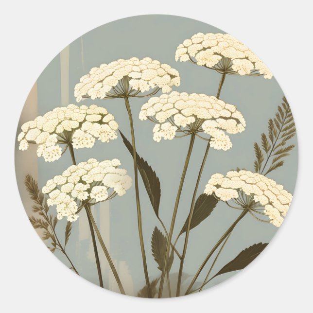Nostalgic Yarrow Botanical Classic Round Sticker (Front)
