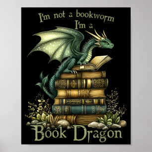 Not a bookworm funny fantasy reading book lovers poster