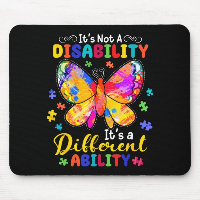 Not a disability a different ability butterfly mouse mat (Front)