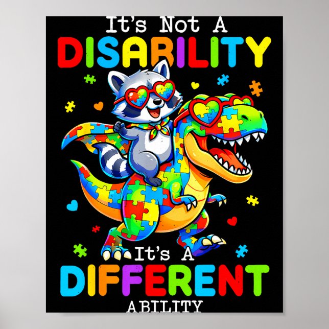 Not A Disability Different Ability for Kids Autism Poster (Front)