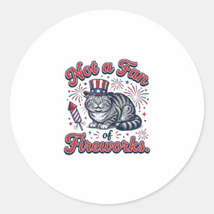 Not a Fan of Fireworks Scared Cat Shirt (2)_1 Classic Round Sticker