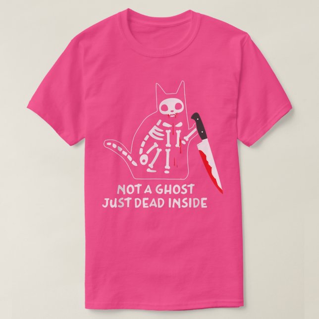 Not A Ghost Just Dead Inside Skeleton Black Cat Mu T-Shirt (Design Front)