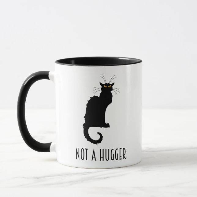 Not A Hugger Funny Introvert Antisocial Cat Mug (Left)