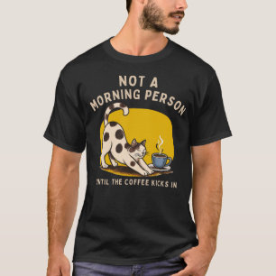 Not A Morning Person Cat T-Shirt   Funny Coffee 