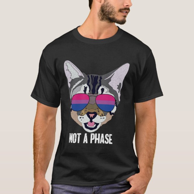 Not A Phase  Cat Bisexual Bi Pride T-Shirt (Front)