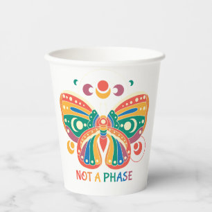 Not A Phase – Colourful Butterfly LGBTQ Pride Paper Cups