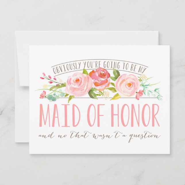 Not a Question, Maid Of Honour Rose Garden Invitation (Front)