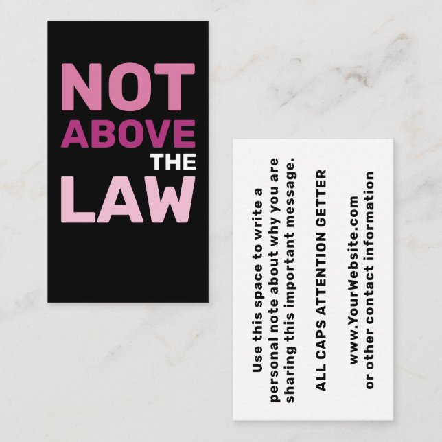 Not Above the Law President Trump Corruption  Business Card (Front/Back)