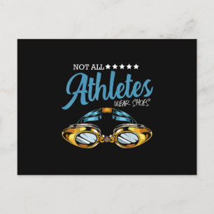 Not All Athletes Wear Shoes Funny Swimming Swimmer Invitation Postcard