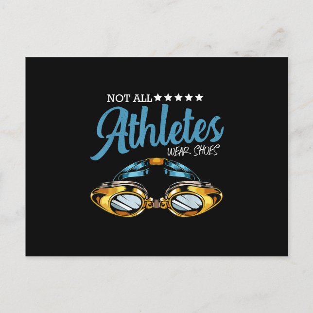 Not All Athletes Wear Shoes Funny Swimming Swimmer Invitation Postcard (Front)