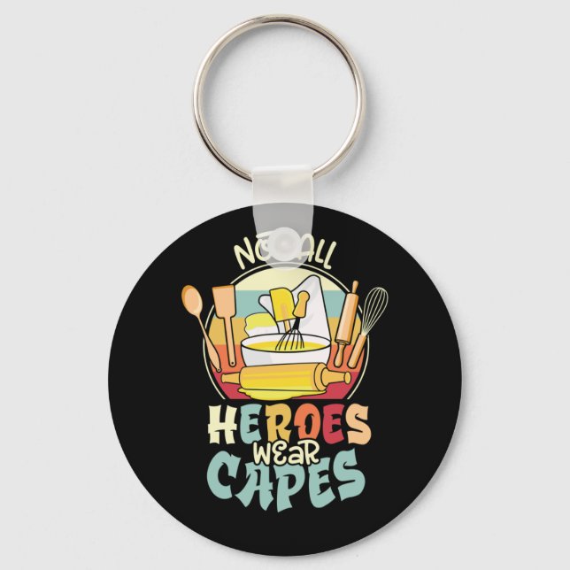 Not All Of Heroes Wear Capes School Lunch Lady Key Ring (Front)