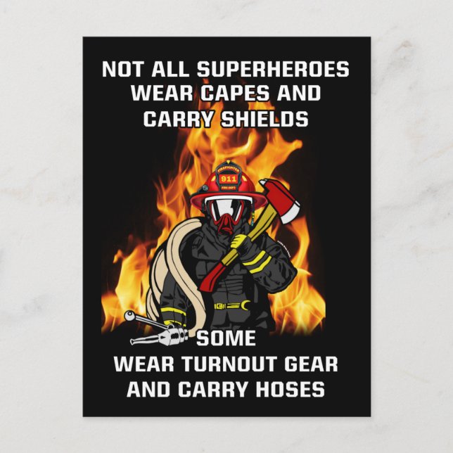 Not All Superheroes...Firefighter Postcard (Front)