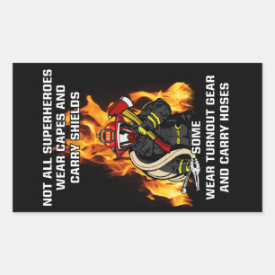 Not All Superheroes...Firefighter Rectangular Stic Sticker