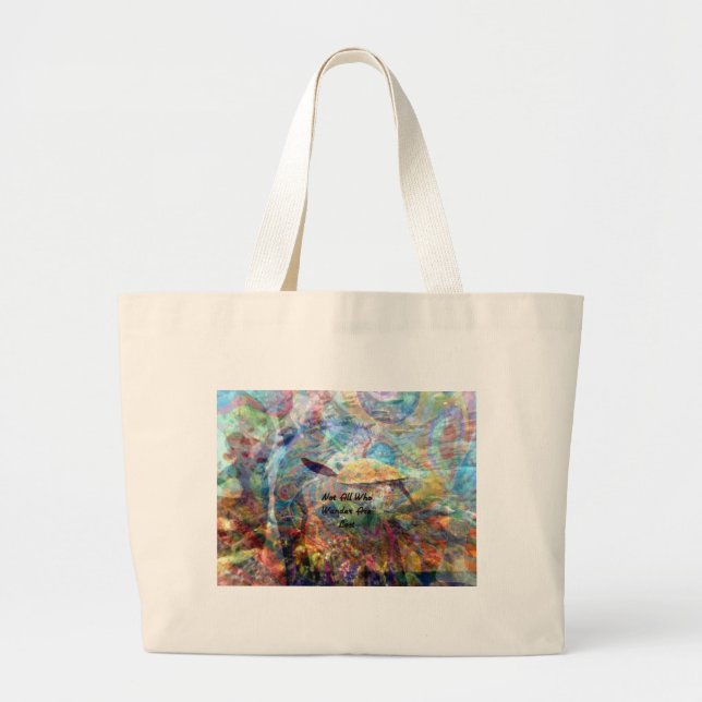 Not All Those Who Wander Inspirational Quote Large Tote Bag (Front)