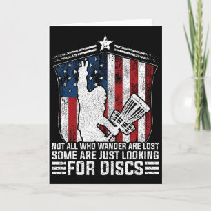 Not All Who Wander Are Lost Bigfoot American Flag Card