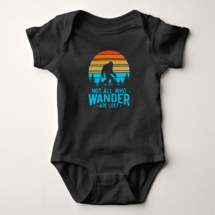 Not All Who Wander are Lost Bigfoot Retro Design Baby Bodysuit