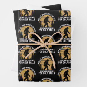 Not all Who Wander Are Lost Funny Bigfoot Golfing Wrapping Paper Sheet