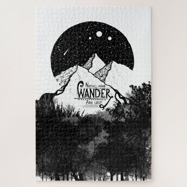 Not all who WANDER are lost illustration quote Jigsaw Puzzle (Vertical)
