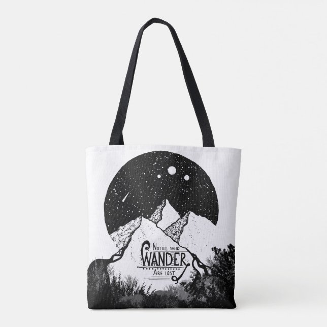 Not all who WANDER are lost illustration quote Tote Bag (Back)
