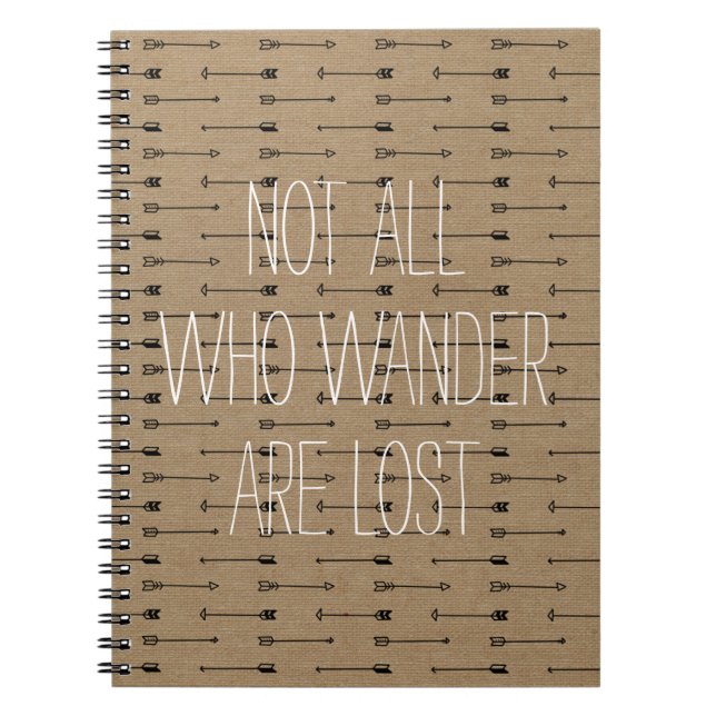 Not all who wander are lost inspo travel quote notebook (Front)