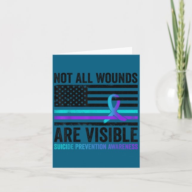Not All Wounds Are Visible American Flag Suicide P Card (Front)