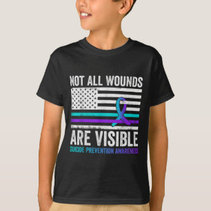 Not All Wounds Are Visible American Flag Suicide P T-Shirt