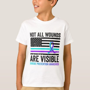 Not All Wounds Are Visible American Flag Suicide P T-Shirt