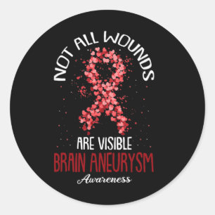 Not All Wounds Are Visible Brain Aneurysm Awarenes Classic Round Sticker