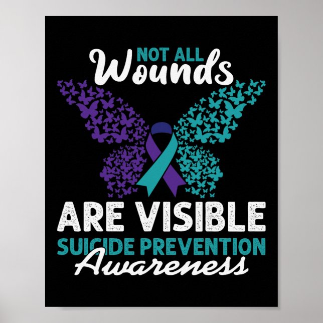 Not All Wounds Are Visible Happy Suicide Awareness Poster (Front)
