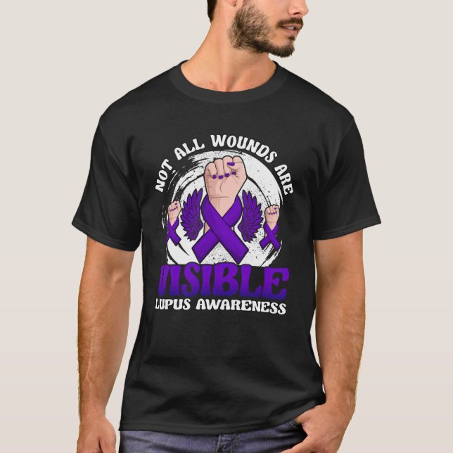 Not All Wounds Are Visible Lupus Warrior Purple Ri T-Shirt (Front)