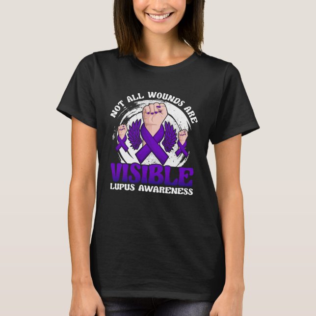 Not All Wounds Are Visible Lupus Warrior Purple Ri T-Shirt (Front)