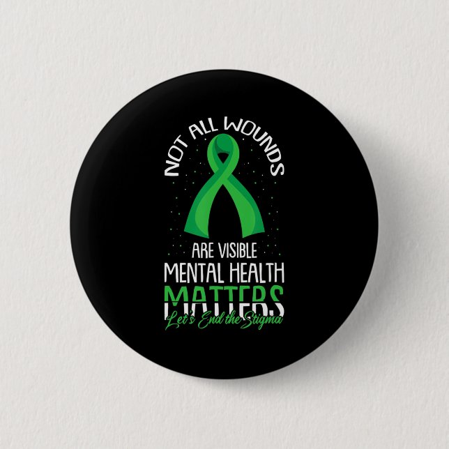 Not All Wounds Are Visible Mental Health Awareness 6 Cm Round Badge (Front)