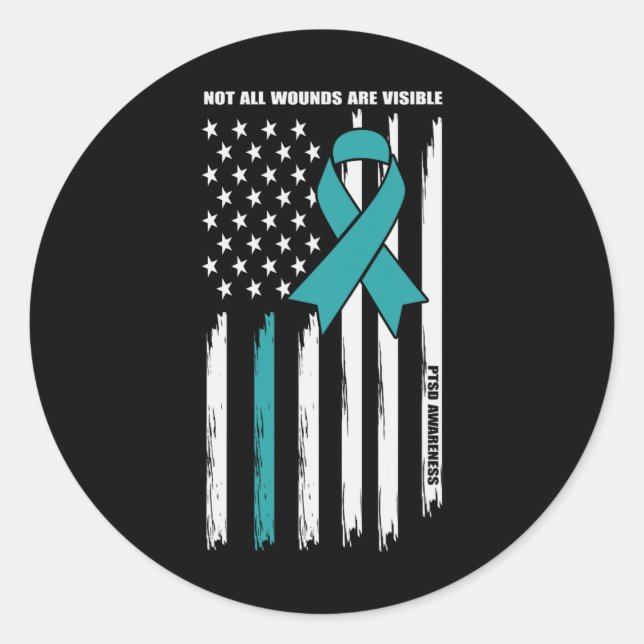 Not All Wounds Are Visible - Ptsd Awareness 2  Classic Round Sticker (Front)
