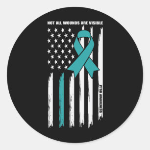 Not All Wounds Are Visible - Ptsd Awareness 2  Classic Round Sticker