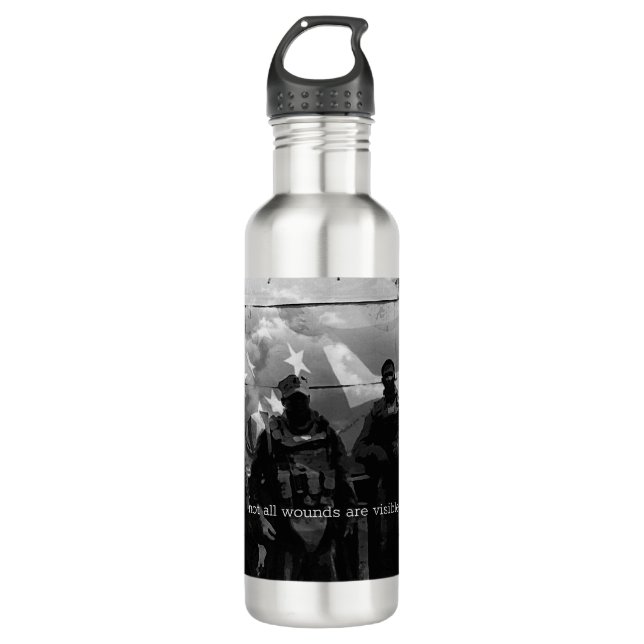 Not All Wounds are Visible PTSD Awareness Bottle (Front)