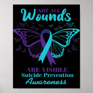 Not All Wounds Are Visible Suicide Awareness Menta Poster