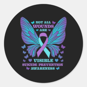 Not All Wounds Are Visible Suicide Prevention Awar Classic Round Sticker