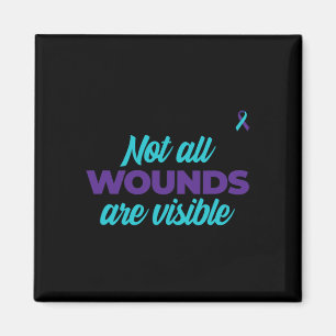Not All Wounds Are Visible Teal And Purple Awarene Magnet