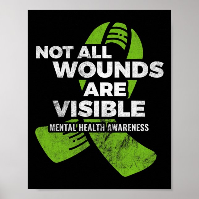 Not All Wounds Visible Mental Health Awareness Psy Poster (Front)