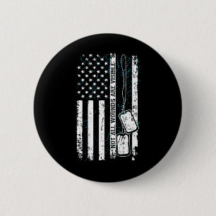 Not All Wounds Visible Military Tag Usa Flag Ptsd 6 Cm Round Badge