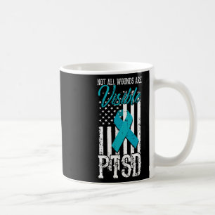 Not All Wounds Visible Teal Ribbon American Flag G Coffee Mug