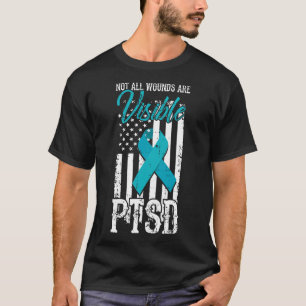 Not All Wounds Visible Teal Ribbon American Flag G T-Shirt